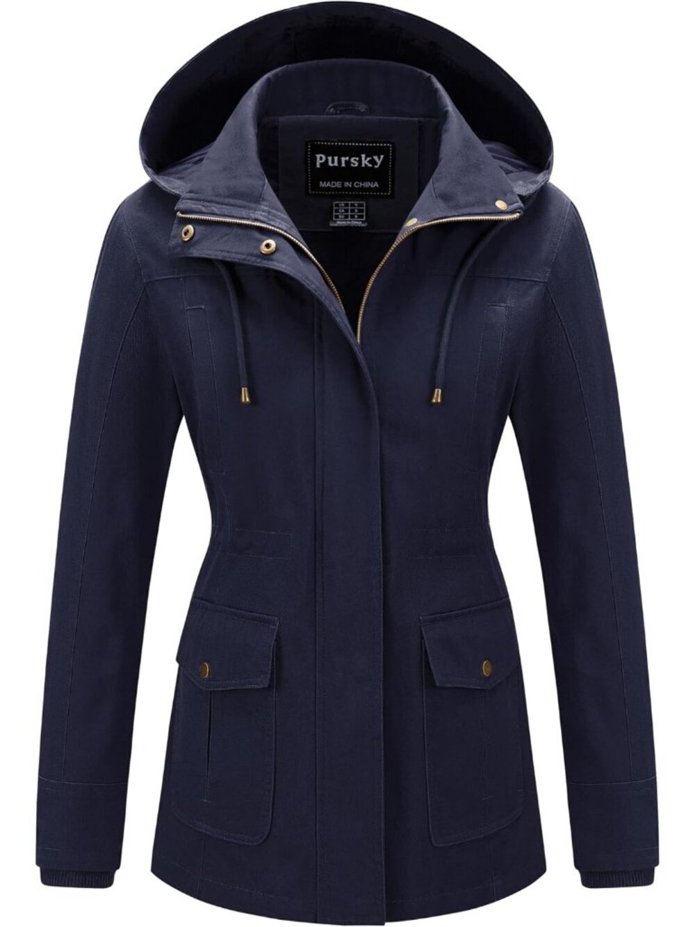 Women's Navy Blue Cotton Anorak Lightweight Casual Military Safari Jackets